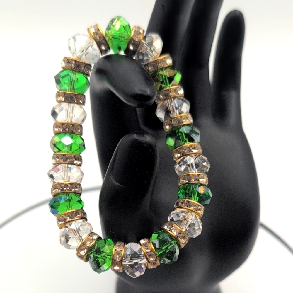 Elegant Green and Clear Crystal Bracelet